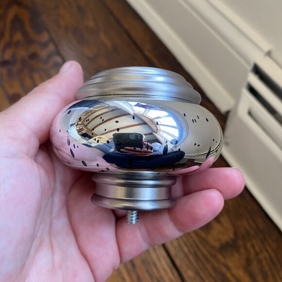 Ethan Allen 2 sets of finials brushed nickel and mercury glass w/ black speckles - Picture 8 of 12